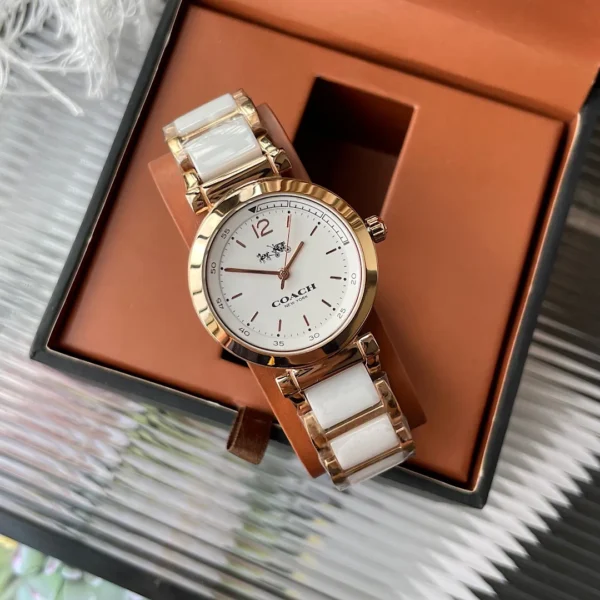 Coach 14502463 Women's Quartz Watch 30mm Ceramic Bracelet