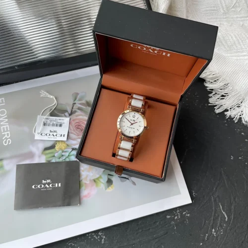 Coach 14502463 Women's Quartz Watch 30mm Ceramic Bracelet