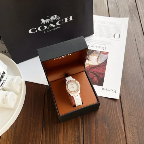 Coach Mother-of-Pearl Dial Quartz Watch Ceramic Bracelet SKU COACH0213