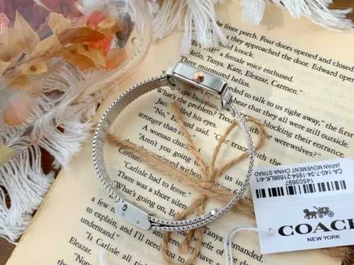 Coach Cass Women's Square Case Quartz Watch Stainless Steel Bracelet SKU COACH0221