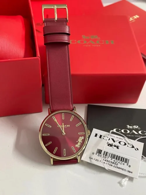 Coach Diamond-Set Watch Leather Strap