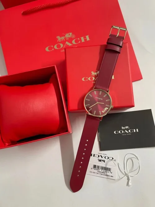Coach Diamond-Set Watch Leather Strap