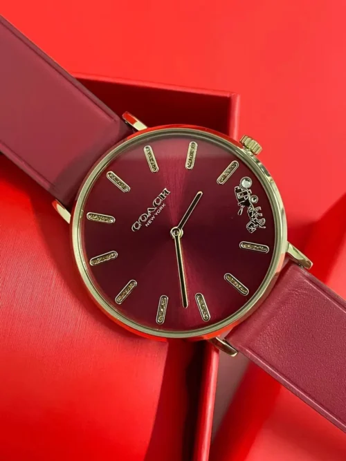 Coach Diamond-Set Watch Leather Strap