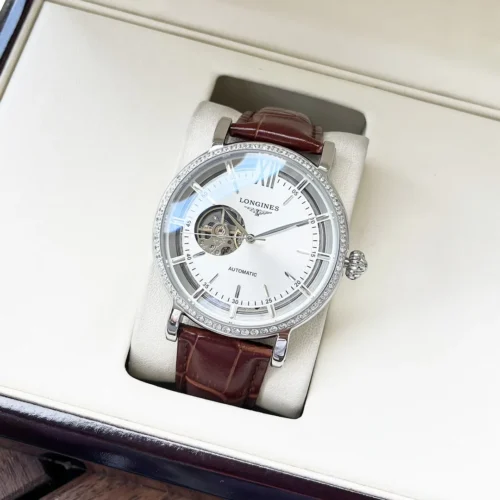 Longines Men's Skeleton Automatic Watch 42mm Leather Strap