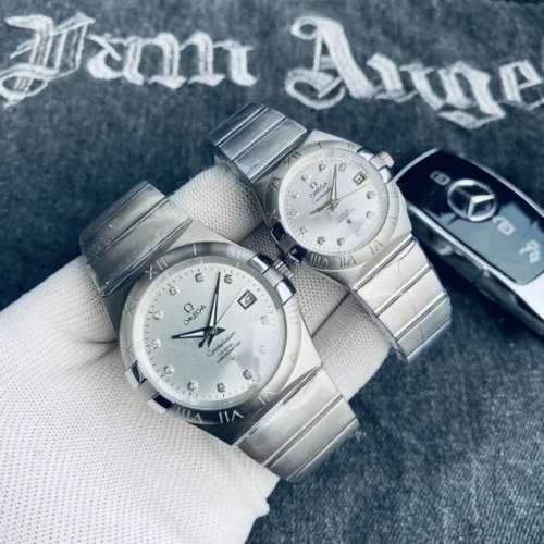 Omega Constellation Double Eagle Couple Automatic Watch 40mm Stainless Steel Bracelet