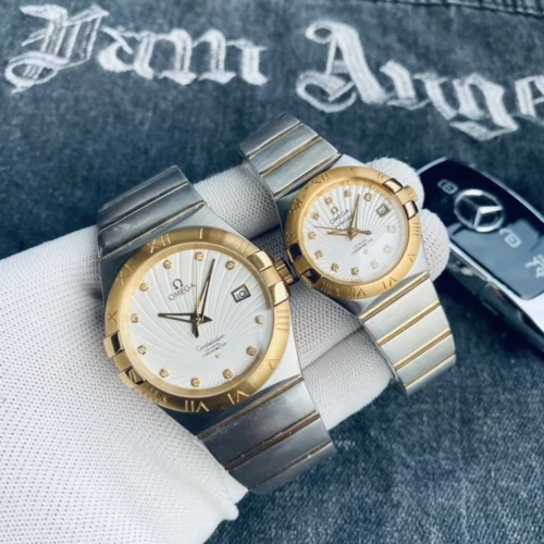 Omega Constellation Double Eagle Couple Automatic Watch 40mm Stainless Steel Bracelet