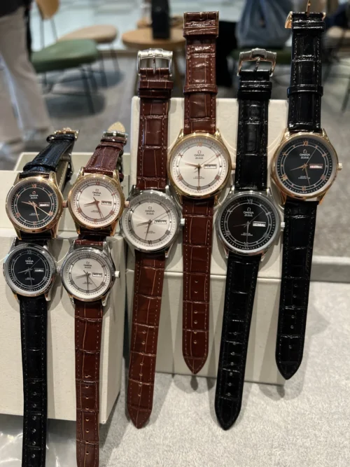 Omega Couple Quartz Watch Leather Strap