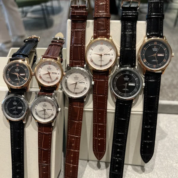 OMEGA0027-01 Omega Couple Quartz Watch Leather Strap