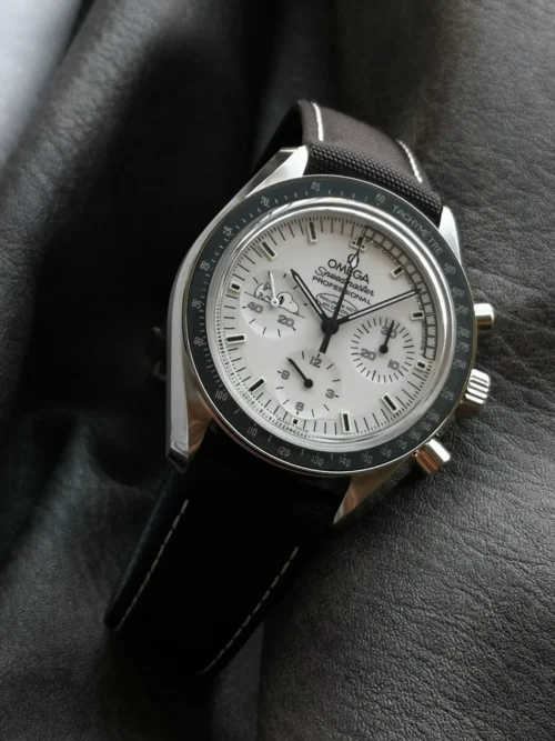 Omega Speedmaster Luminous Dial Manual-Wind Watch Leather Strap