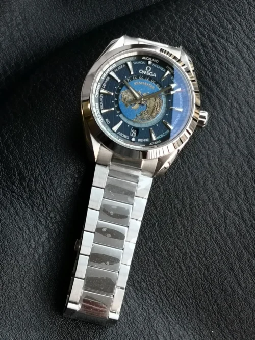 Omega Seamaster Blue Dial Automatic Watch 43mm World Time