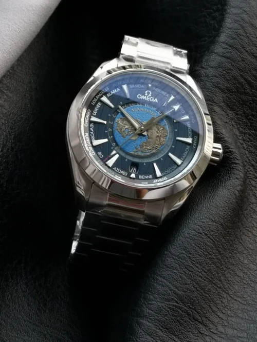 Omega Seamaster Blue Dial Automatic Watch 43mm World Time