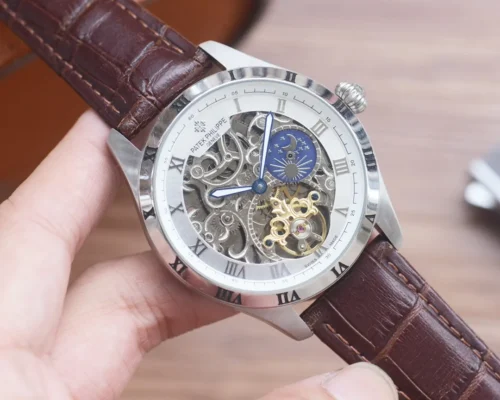 Patek Philippe Men's Automatic Watch Leather Strap SKU PATEK0005