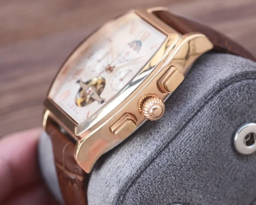 Patek Philippe Men's Tonneau Case Automatic Watch Leather Strap SKU PATEK0027
