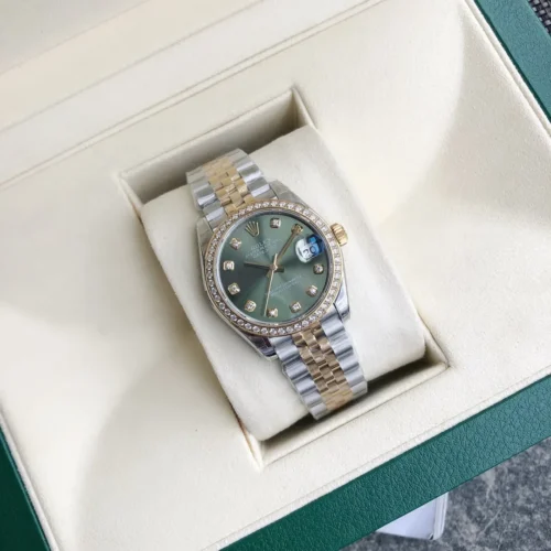 Rolex Datejust Women's Green Dial Watch 31mm Diamond-Set