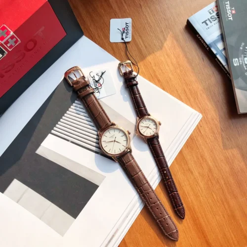 Tissot T085 Couple Quartz Watch 40mm Leather Strap