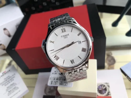 Tissot Tradition T063 White Dial Watch 42mm Leather Strap