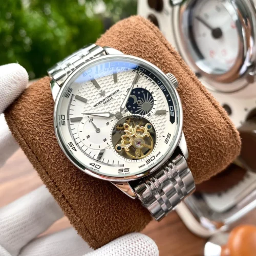 Vacheron Constantin Men's Moonphase Automatic Watch Leather Strap SKU VACHERON0064