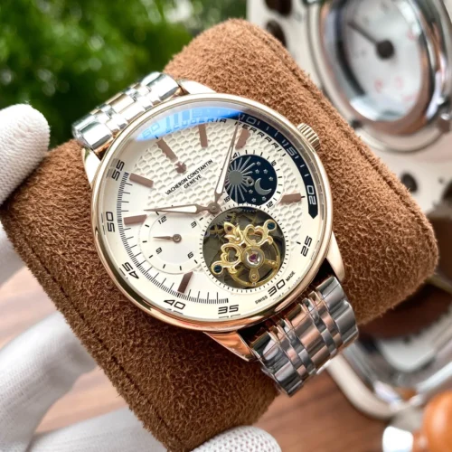 Vacheron Constantin Men's Moonphase Automatic Watch Leather Strap SKU VACHERON0064