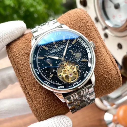 Vacheron Constantin Men's Moonphase Automatic Watch Leather Strap SKU VACHERON0064